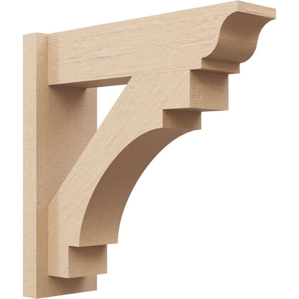 Ekena Millwork 8 in. x 24 in. x 12 in. Merced Traditional Rough Cedar Woodgrain Timberthane Polyurethane Outlooker, Primed Tan