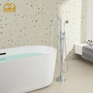 Freestanding 2-Handle Bathtub Faucet with Hand Shower in Chrome