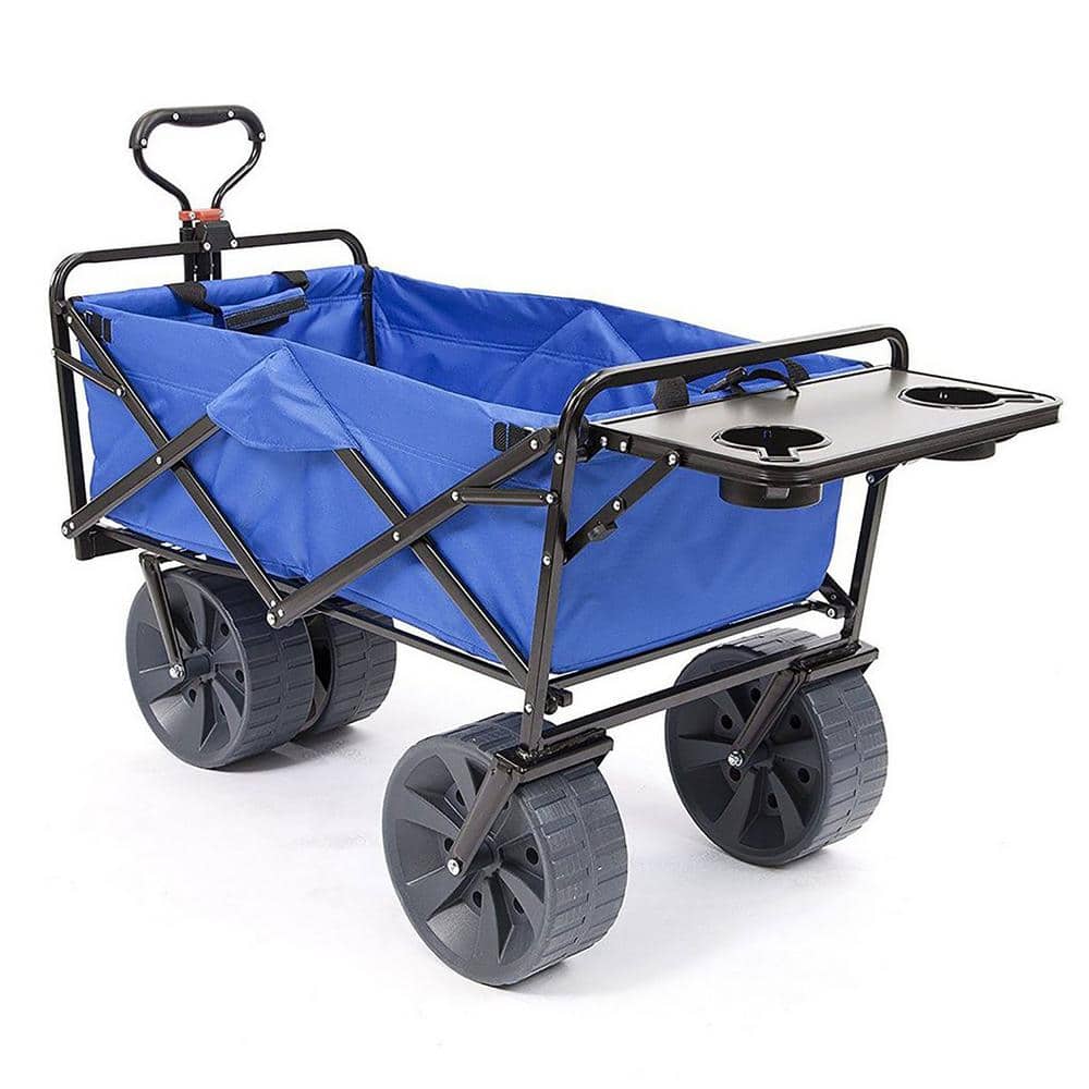 Beach Cart with 7 inch All-Terrain Wheels, Wagons Carts Heavy Duty  Foldable, Utility Grocery Wagon with Side Pocket for Camping Garden Sports