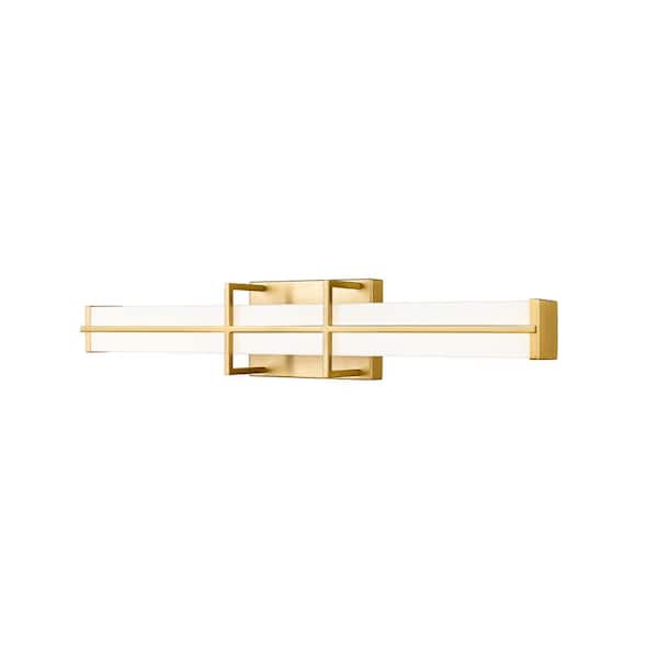 Unbranded Harrison 25 in. Modern Gold Integrated LED Vanity Light with Frosted Plastic Shade