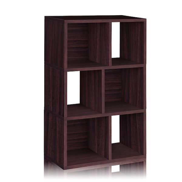 Way Basics Laguna 3-Shelf 12 x 22.8 x 36.8 zBoard  Bookcase, Tool-Free Assembly Cubby Storage in Espresso Wood Grain
