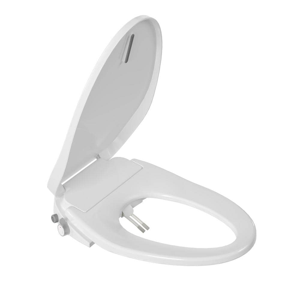 White Elongated Electric Heated Bidet Toilet Seat with Night Light