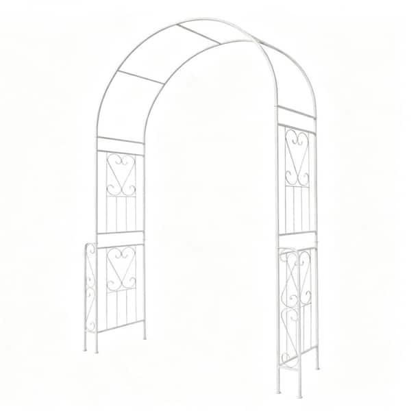 Classic 94.5 in. Metal Garden Arch Trellis, Cream White Garden Arbor Trellis