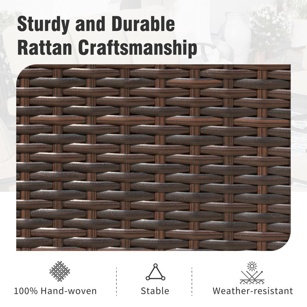 Close-up of the dark grey rattan weave texture.