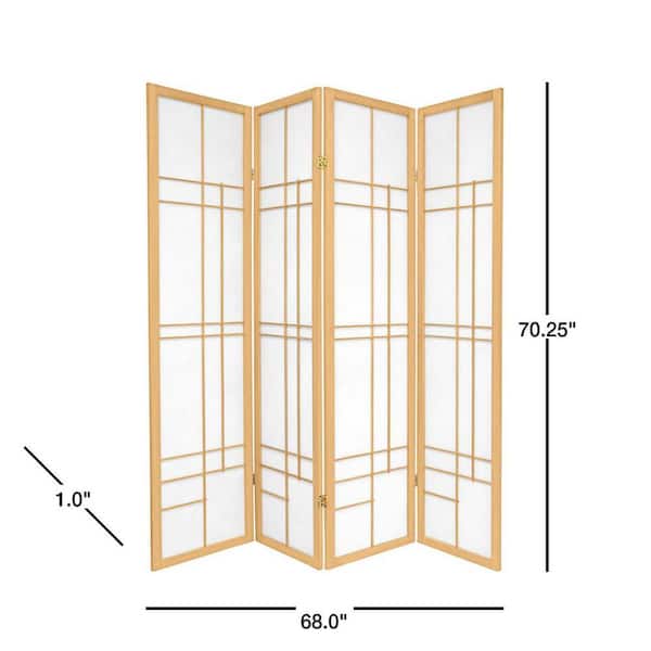 6 ft. Natural 4-Panel Room Divider