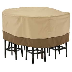 Veranda 94 in. Dia x 29 in. H Round Patio Table and 8 Tall Chairs Set Cover