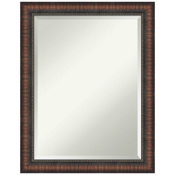 Amanti Art Caleb Brown 22 in. x 28 in. Beveled Farmhouse Rectangle Framed Bathroom Wall Mirror in Brown