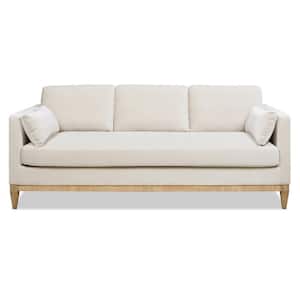 Knox 84 in. Pillow Arm Modern Farmhouse Performance Velvet Living Room Sofa Couch in French Beige