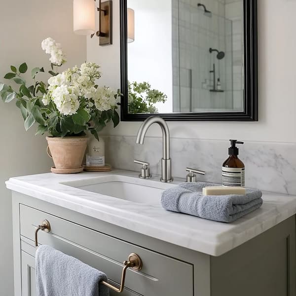 8 in. Widespread Double Handle Bathroom Faucet with Drain Kit Included in Nickel