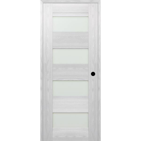 Belldinni 32 in. x 83.25 in. 07-08 Left-Hand 4-Lite Frosted Glass Ribeira Ash Composite DIY-Friendly Single Prehung Interior Door