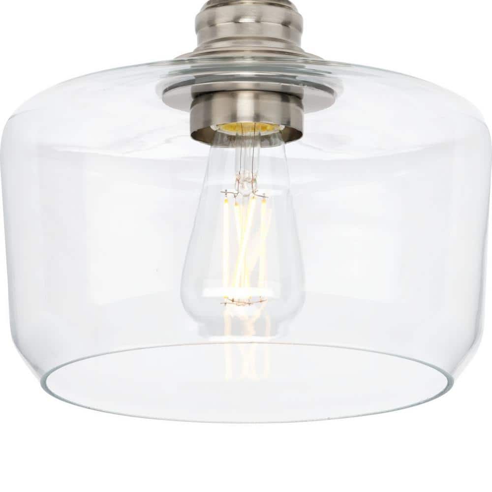 Aiken Brushed Nickel 9" Flush Mount with Clear Glass Shade