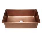 David Luxury Undermount Handmade Solid Copper 31 in. Single Bowl Kitchen Sink in Hammered Antique Copper