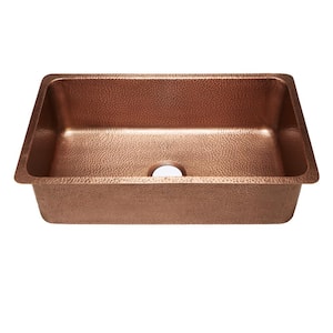 Rivera 31 in. Undermount Single Bowl 16 Gauge Antique Copper Kitchen Sink
