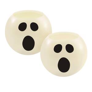 4 in. White Ghost Flameless Halloween Candles (2-Pack)