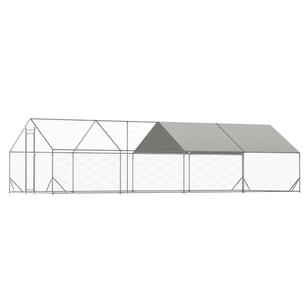 maocao hoom 10 ft. x 26 ft. Galvanized Large Metal Walk in Chicken Coop Cage Hen House Farm Poultry Run Hutch