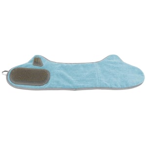 Bryer 2-in-1 Hand-Inserted Microfiber Pet Grooming Towel and Brush Blue/Aqua