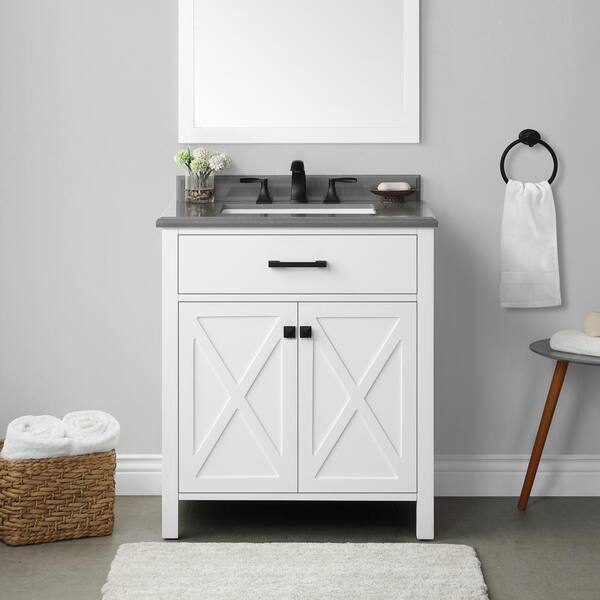 Home Decorators Collection Ainsley 30 In W X 22 D Vanity White With Cultured Stone Top Grey Basin 30w G The Depot - 30 Inch Wide Bathroom Cabinet Home Decorators Collection Ainsley 30 In W X 22 D Vanity White With Cultured Stone Top Grey Basin 30w G The Depot - 30 Inch Wide Bathroom Cabinet