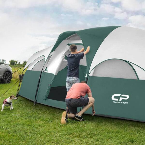 Zeus & Ruta 14 ft. x 9 ft. Dark Green 8-Person Canopy Portable