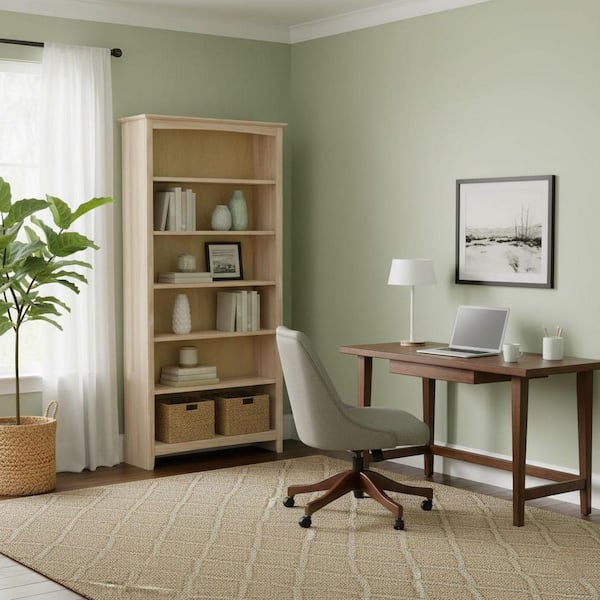 72 in. H Unfinished Solid Wood 6-Shelf Standard Bookcase