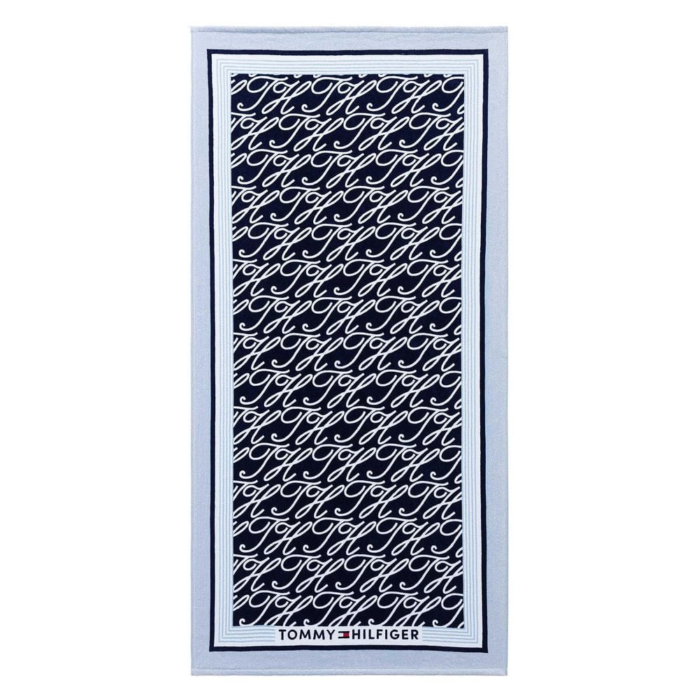 Allover Monogram 1-Piece Navy Blue Cotton Velour 36Wx68L Beach