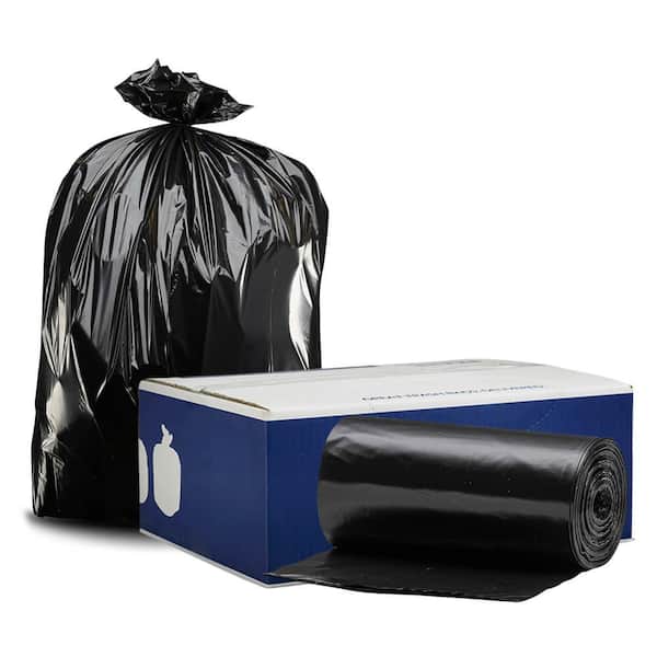 64 Gal. Toter Compatible Trash Bags on Rolls - Black, Case of 50 Bags