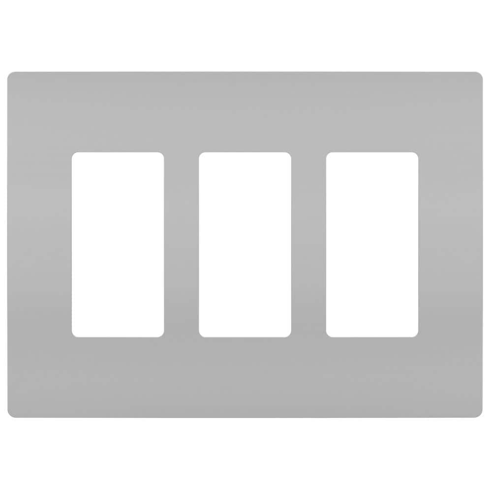 Gray 3-Gang Screwless Polycarbonate Wall Plate