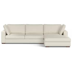 Charlie 122 in. Straight Arm Tightly Woven Performance Fabric L-Shaped Right-Facing Sectional Sofa in. Cream