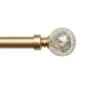Sphere 66 in. - 120 in. Adjustable 1 in. Single Curtain Rod Kit Gold with Silver Aged Finial
