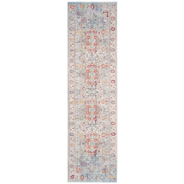 Valencia 2 ft. x 8 ft. Blue/Multi Distressed Oriental Runner Rug