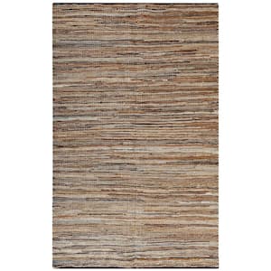 Brown 5 ft. x 8 ft. Sun Hemp and Leather Area Rug