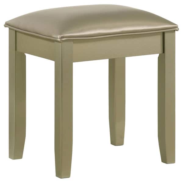 Coaster Beaumont 18 in. Champagne Gold and Champagne Backless Wood Frame Vanity Stool with Leatherette Seat