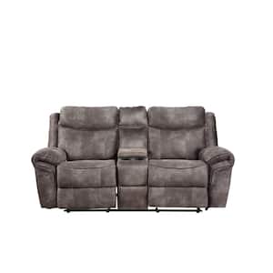 Nashville 78 in. Gray Fabric 2 Seater Loveseat Glider Recliner with Console