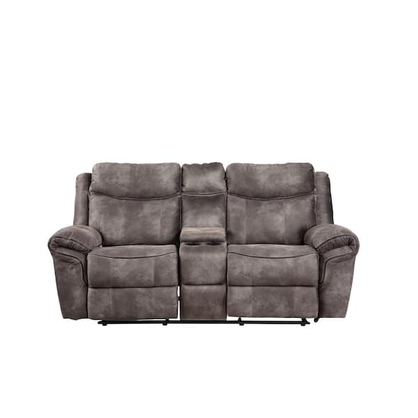 Steve Silver Nashville 78 in. Gray Fabric 2 Seater Loveseat Glider Recliner with Console