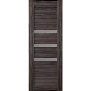 Dora 30 in. x 96 in. No Bore Solid Composite Core 3-Lite Frosted Glass Gray Oak Wood Composite Interior Door Slab