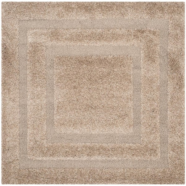SAFAVIEH Florida Shag Beige 4 ft. x 4 ft. Square Border Area Rug