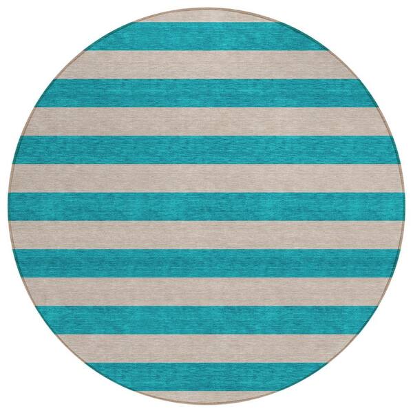 Addison Rugs Chantille ACN530 Turquoise 8 ft. x 8 ft. Round Machine Washable Indoor/Outdoor Geometric Area Rug