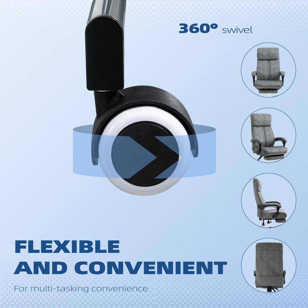 Executive High-Back Swivel Office Chair with Fixed Arms in Gray