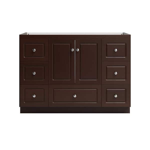 Ultraline 48 in. W x 21 in. D x 34.5 in. H Bath Vanity Cabinet without Top in Dark Alder