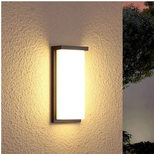 C Cattleya 14 in. H Architectural Grey LED Outdoor Wall Light with Acrylic Shade