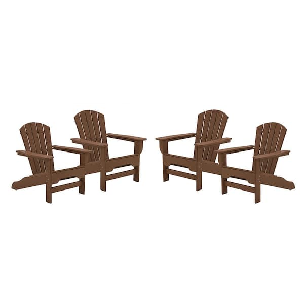 DUROGREEN Boca Raton Teak Recycled Plastic Curveback Adirondack Chair (4-Pack)