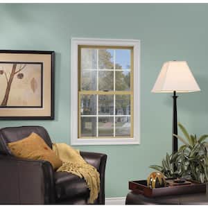 33.375 in. x 48 in. W-2500 Series Black Painted Clad Wood Double Hung Window w/ Natural Interior and Screen