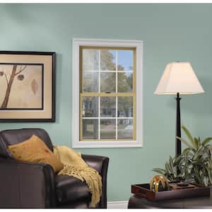33.375 in. x 60 in. W-2500 Series Black Painted Clad Wood Double Hung Window w/ Natural Interior and Screen