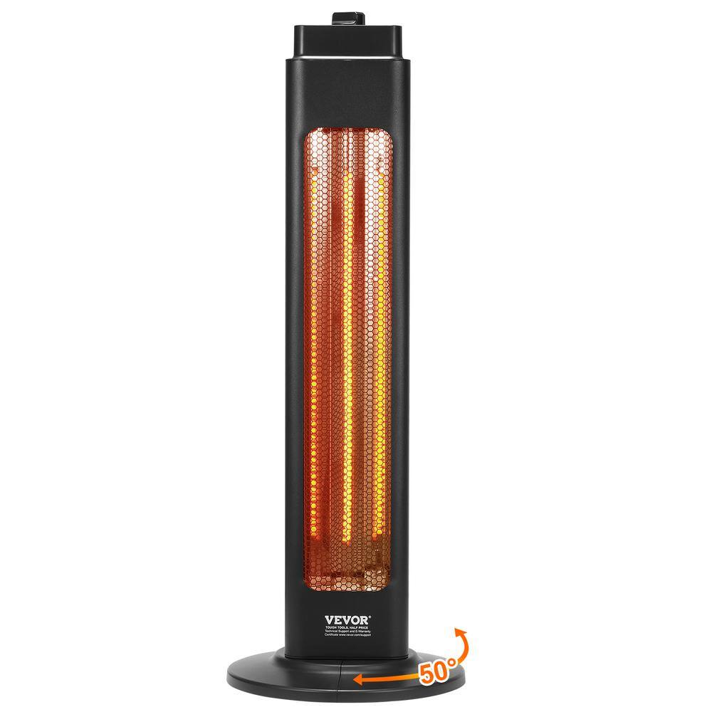 VEVOR Infrared Heater 1,500-Watt Oscillation Electric Space Heater Patio Heater w/2 Speeds Timer Outdoor Outdoor for Bedroom