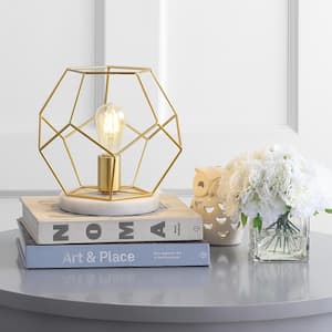 James 10 in. Brass Metal/Marble LED Table Lamp