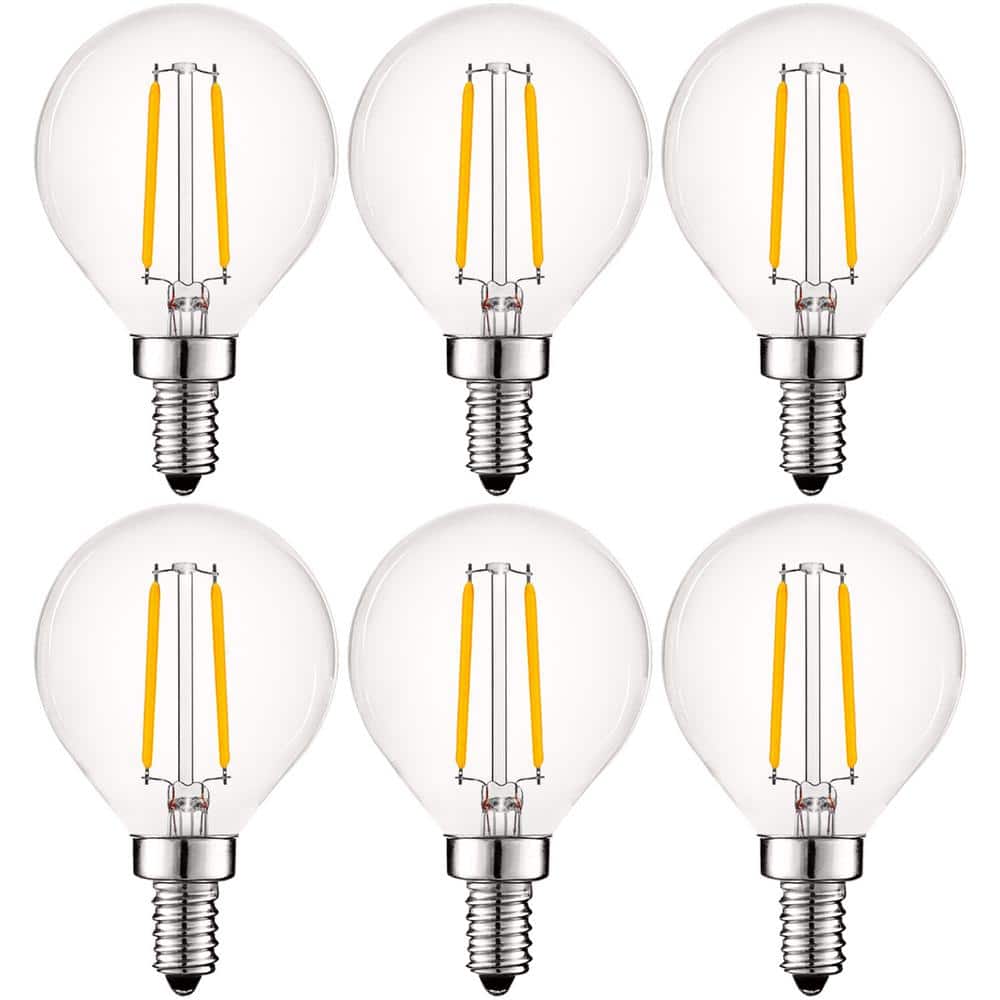 Clear Globe Dimmable LED Filament Bulbs, E12 Base, 6-Pack