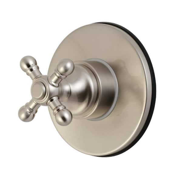 Single-Handle 1-Hole Wall Mount Three-Way Diverter Valve with Trim Kit in Brushed Nickel