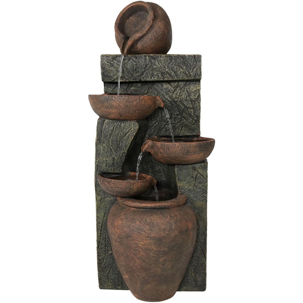 Sunnydaze 39 in. Earthenware Pottery Stream Outdoor Water Cascading ...