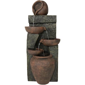 39 in. Earthenware Pottery Stream Outdoor Water Cascading Fountain