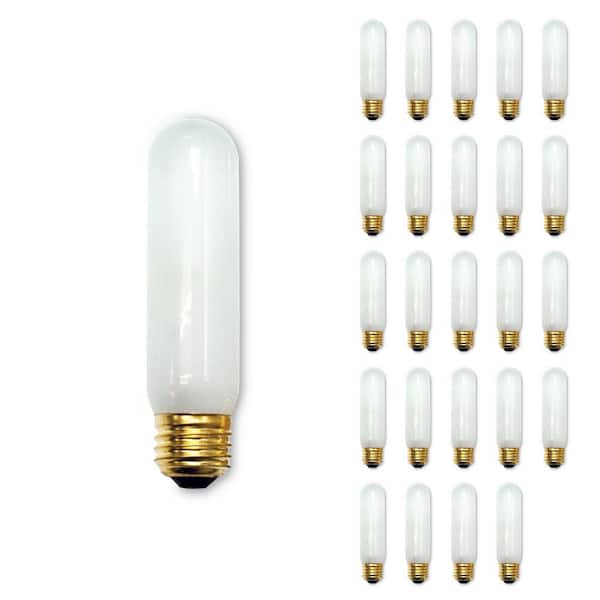 Bulbrite 60-Watt 2700K Warm White Light T10 (E26) Medium Screw Base Dimmable Frost Incandescent Light Bulb (25-Pack)