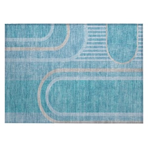 Chantille ACN532 Teal 1 ft. 8 in. x 2 ft. 6 in. Machine Washable Indoor/Outdoor Geometric Area Rug